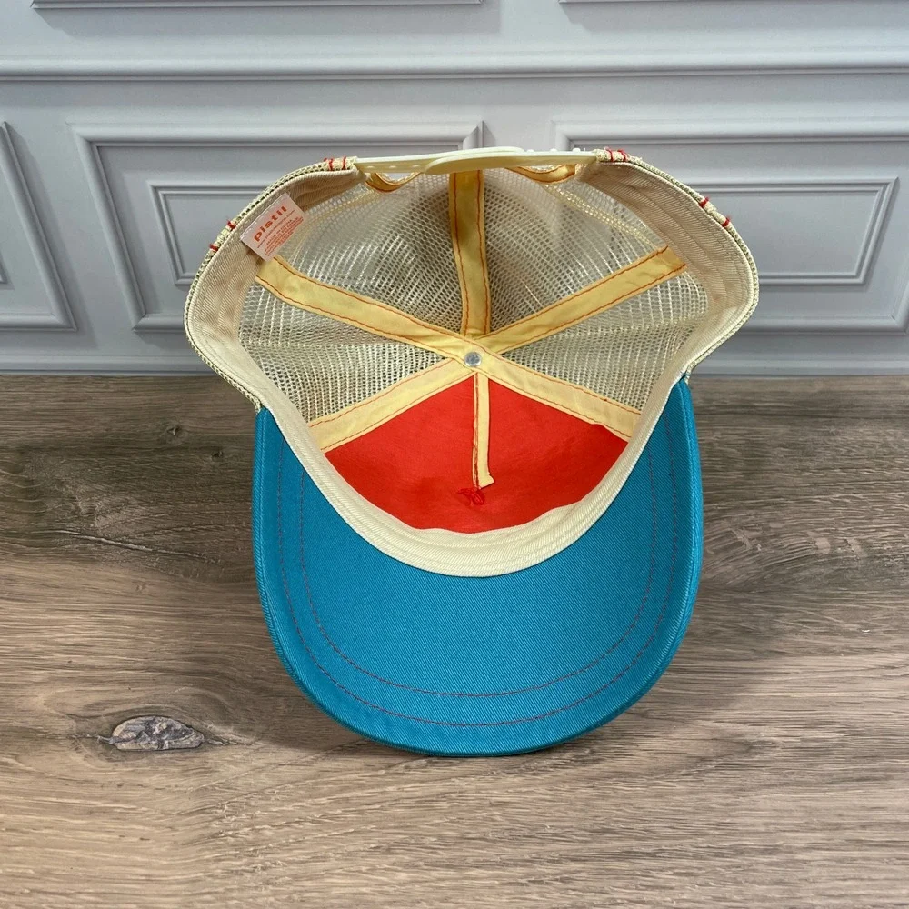 Pistil‎ Women's Coral Teal Flamingo Logo Trucker Hat Adjustable Mesh Back
